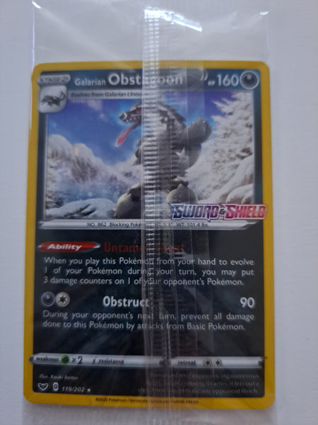 Swsh Sealed 119/202 Sword & Shield Galarian Obstagoon Holo Promo Pokemon Card Nr Mint - Mint
