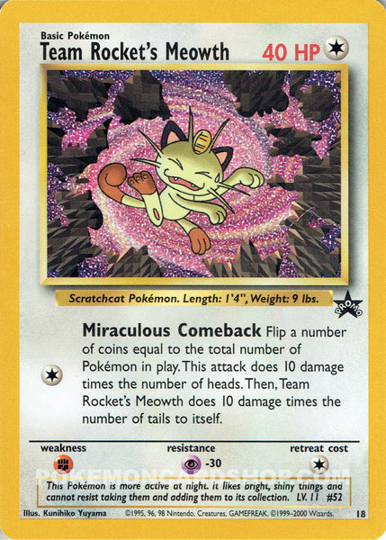 # 18 Team Rocket's Meowth Promo Pokemon Card Nr Mint - Mint