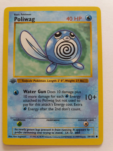 1st Edition Base Set 59/102 Poliwag (Not Stock Picture) Nr Mint - Mint