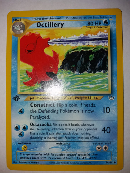 1st Ed 34/64 Octillery Neo Revelations Pokemon Card Nr Mint - Mint