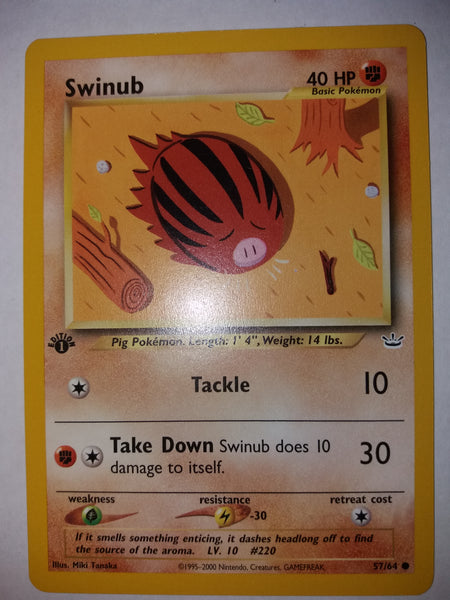 1st Ed 57/64 Swinub Neo Revelations Pokemon Card Nr Mint - Mint