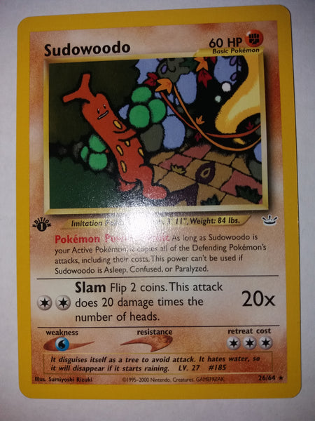 1st Ed 26/64 Sudowoodo Rare Neo Revelations Pokemon Card Nr Mint - Mint