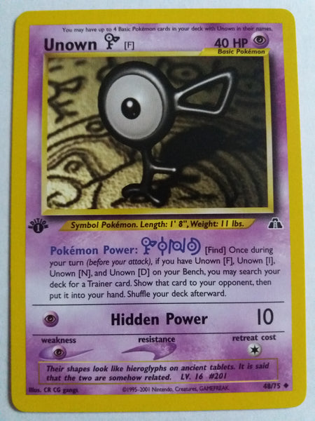 1st Ed 48/75 Unown F “Neo Discovery” Nr. Mint – Mint