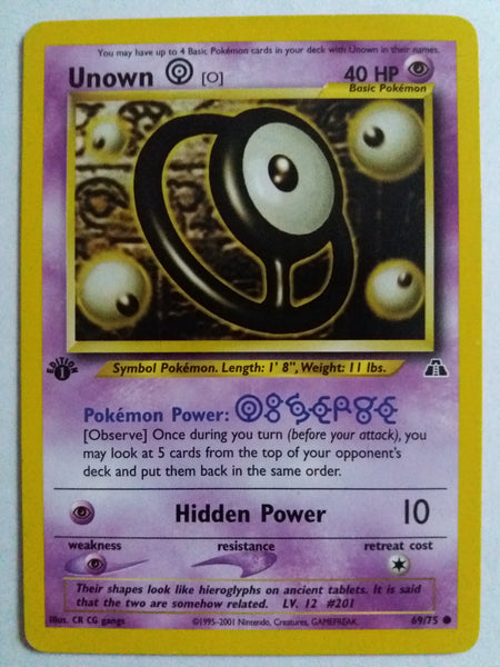 1st Ed 69/75 Unown O “Neo Discovery” Nr. Mint – Mint