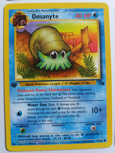 52/62 Omanyte 1st Edition “Fossil” Nr. Mint – Mint