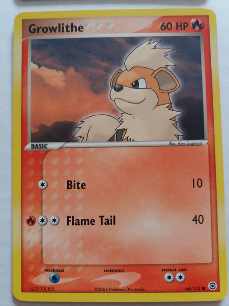 64/112 Growlithe Non Holo EX Fire Red Leaf Green Set Nr Mint – Mint