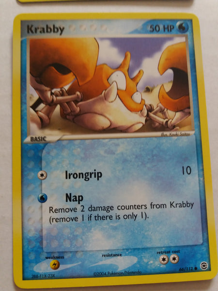 66/112 Krabby Non Holo EX Fire Red Leaf Green Set Nr Mint – Mint
