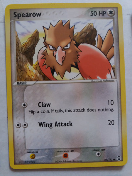 81/112 Spearow Non Holo EX Fire Red Leaf Green Set Nr Mint – Mint