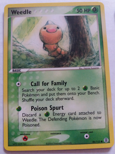 86/112 Weedle Non Holo EX Fire Red Leaf Green Set Nr Mint – Mint