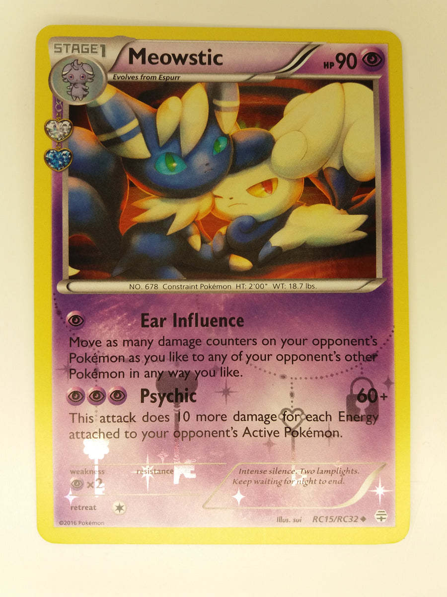pokemon card meowstic RC15/RC32 Meowstic Holo Uncommon Radiant Collection Set Generations Ca –  PokemonCardShop