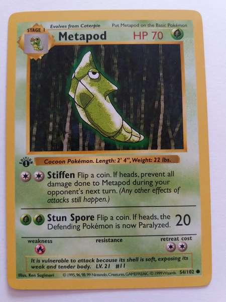 1st Edition Metapod 54/102 Base Set (Not Stock Picture)  Nr Mint - Mint