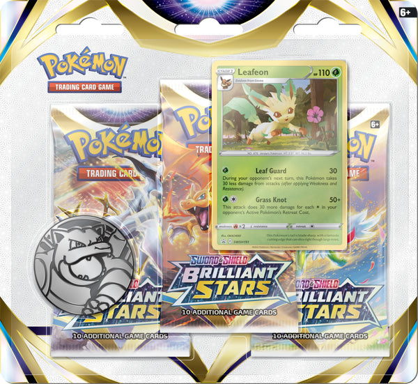 Pokemon Brilliant Stars Leafeon or Glaceon Promos Triple Booster Packs
