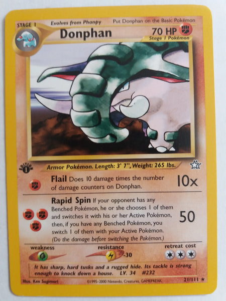 21/111 Donphan Rare “Neo Genesis” 1st Edition  Excellent