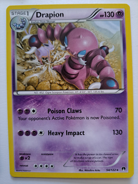 54/122 Drapion Rare BreakPoint Pokemon Card Nr Mint - Mint