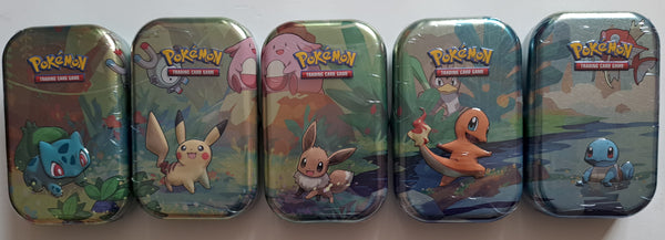 Pokemon Set of 5 Kanto Friends Mini Tin, Contains 2 x Booster Packs Per Mini Tin