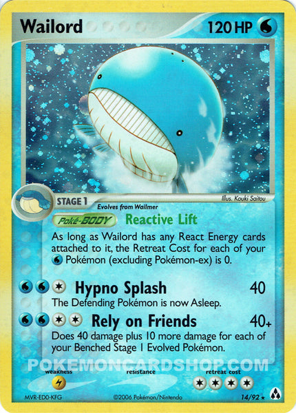 14/92 Wailord Holo Ex Legend Maker Set Nr Mint - Mint