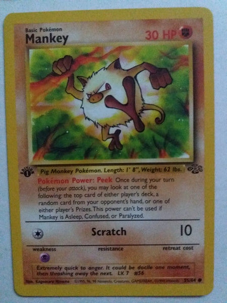 1st Ed 55/64 Mankey Jungle Set Near Mint - Mint