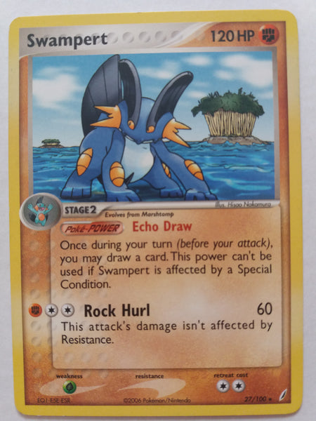 27/100 Swampert Rare Non Holo Ex Crystal Guardians Set Nr Mint – Mint