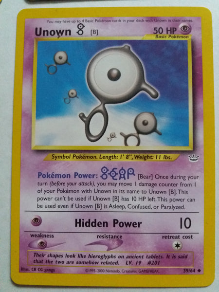 39/64 Unown B Neo Revelations Pokemon Card Nr Mint - Mint