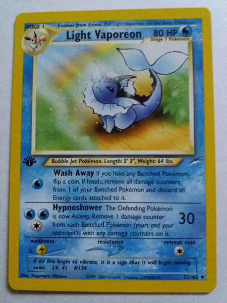 52/105 Light Vaporeon 1st Edition “Neo Destiny” Nr. Mint - Mint