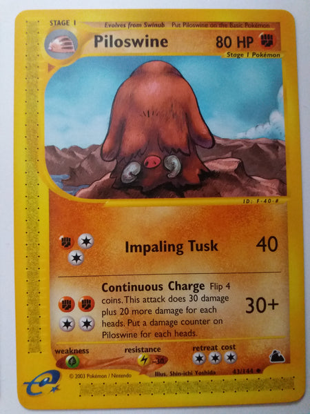 43/144 Piloswine Uncommon Non Holo Skyridge Set Nr Mint - Mint