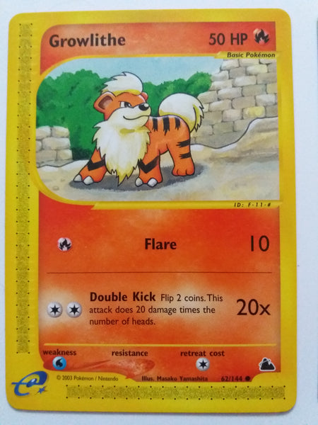 62/144 Growlithe Common Non Holo Skyridge Set Nr Mint - Mint