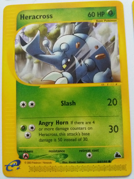 64/144 Heracross Common Non Holo Skyridge Set Nr Mint - Mint