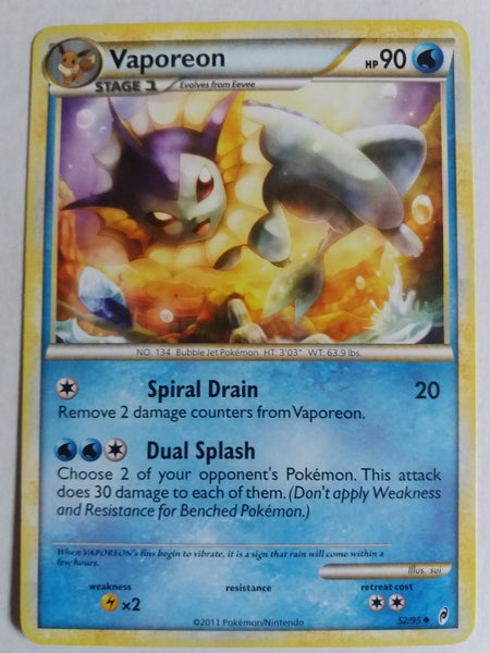 52/95 Vaporeon Non Holo Call Of Legends Set Nr Mint – Mint