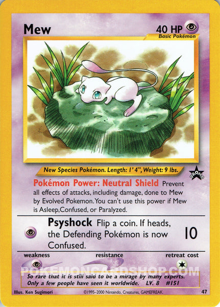47 Mew Promo Pokemon Card Nr Mint - Mint PokemonCardShop 47 Mew Promo Pokemon Card Nr Mint - Mint PokemonCardShop