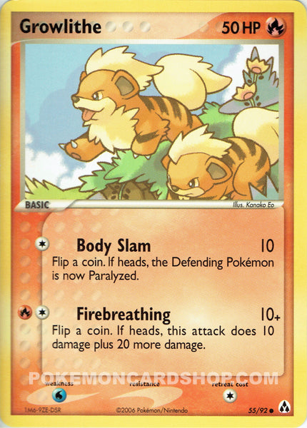55/92 Growlithe Common Ex Legend Maker Set Nr Mint - Mint